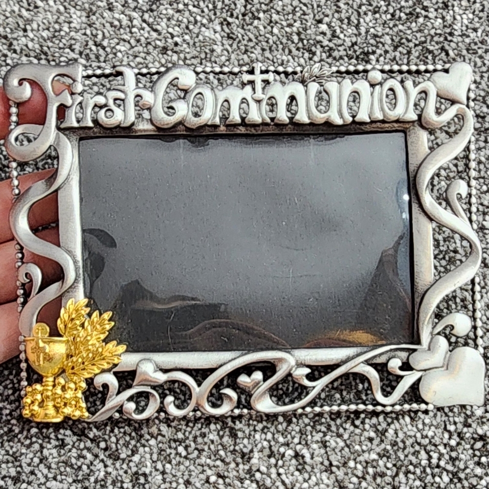 First Holy Communion Catholic Silver and Gold Photo Frame